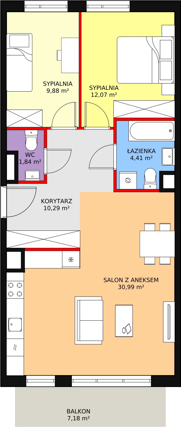 Mieszkanie 69,48 m², piętro 1, oferta nr 3E-1-1, Naramowice Odnova, Poznań, Naramowice, ul. Bielicowa