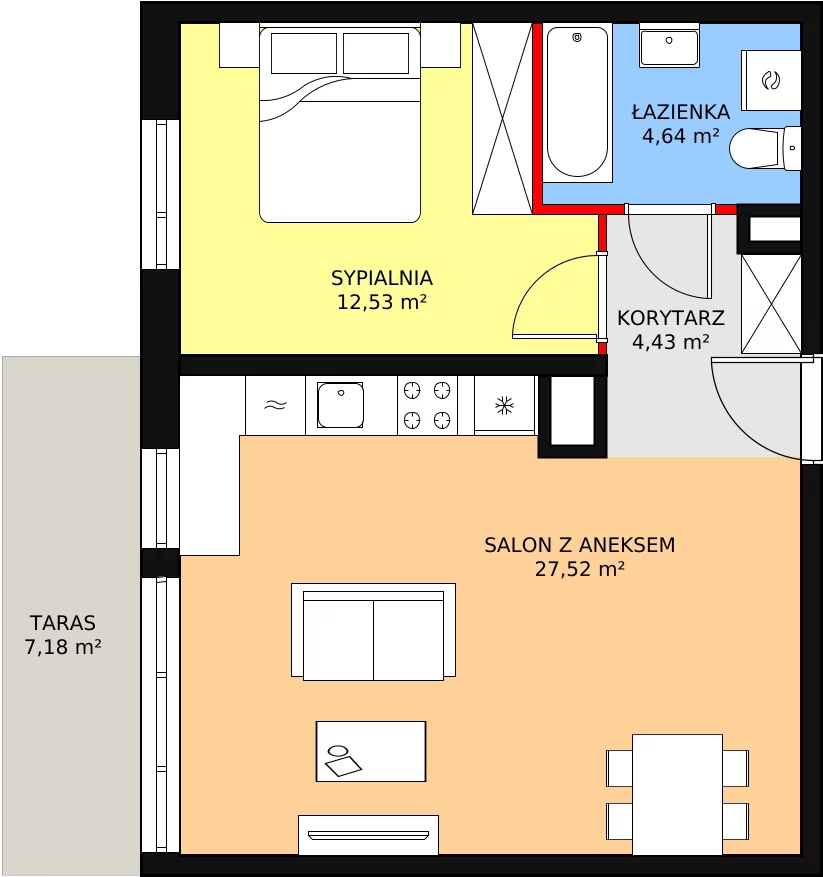 2 pokoje, mieszkanie 49,12 m², piętro 2, oferta nr 3E-2-3, Naramowice Odnova, Poznań, Naramowice, ul. Bielicowa