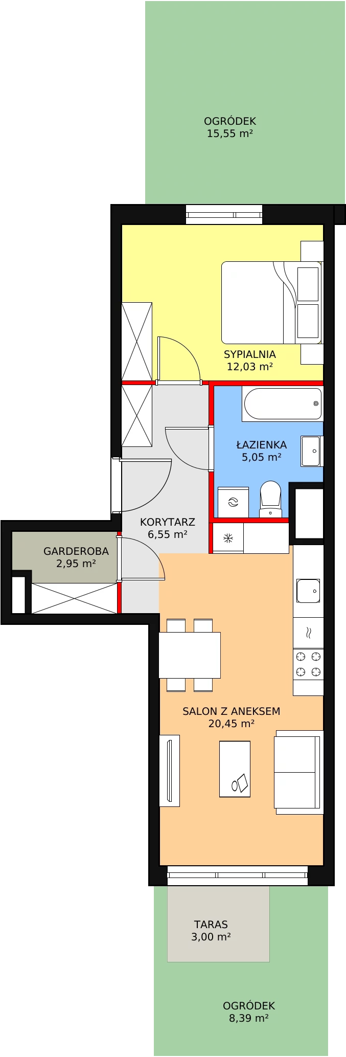 Mieszkanie 47,03 m², parter, oferta nr 3F-0-1, Naramowice Odnova, Poznań, Naramowice, ul. Bielicowa