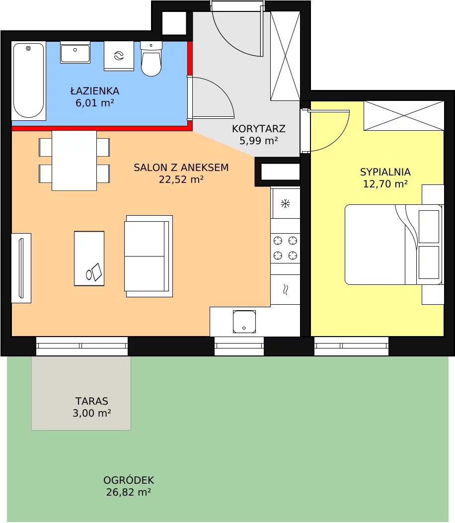 Mieszkanie 47,22 m², parter, oferta nr 3F-0-2, Naramowice Odnova, Poznań, Naramowice, ul. Bielicowa