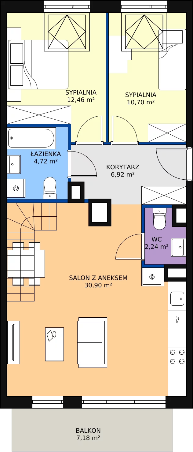 3 pokoje, mieszkanie 86,19 m², piętro 4, oferta nr 3F-4-3, Naramowice Odnova, Poznań, Naramowice, ul. Bielicowa