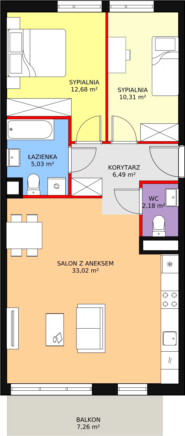 Mieszkanie 69,71 m², piętro 1, oferta nr 3G-1-3, Naramowice Odnova, Poznań, Naramowice, ul. Bielicowa