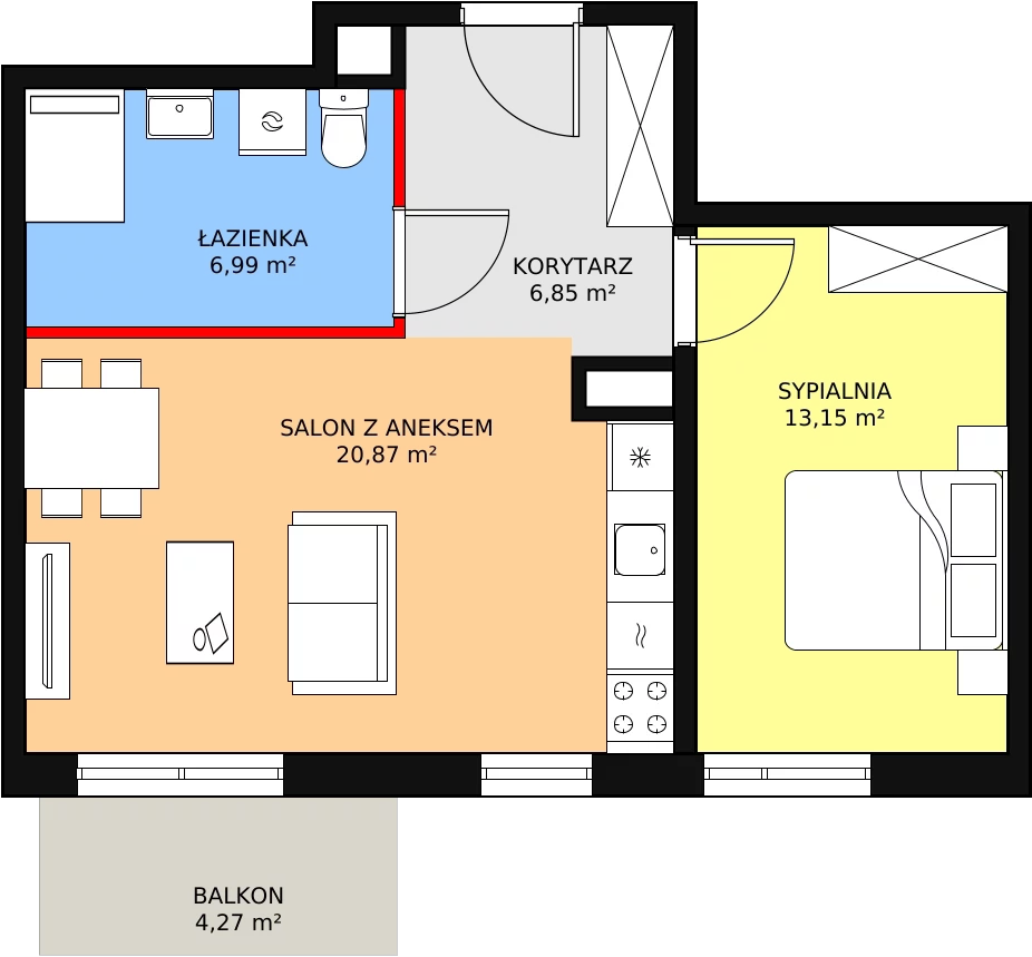 Mieszkanie 47,86 m², piętro 2, oferta nr 3G-2-2, Naramowice Odnova, Poznań, Naramowice, ul. Bielicowa