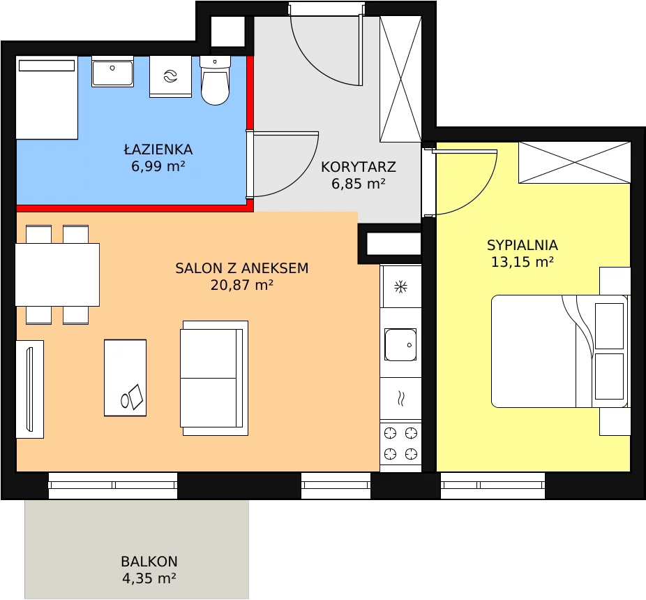 Mieszkanie 47,86 m², piętro 3, oferta nr 3G-3-2, Naramowice Odnova, Poznań, Naramowice, ul. Bielicowa