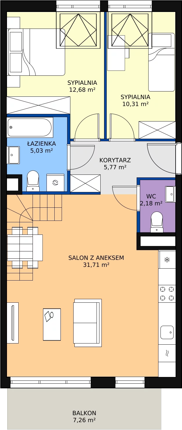 3 pokoje, mieszkanie 84,37 m², piętro 4, oferta nr 3G-4-3, Naramowice Odnova, Poznań, Naramowice, ul. Bielicowa