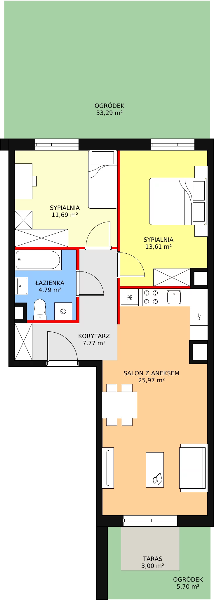 Mieszkanie 63,83 m², parter, oferta nr 4A-0-1, Naramowice Odnova, Poznań, Naramowice, ul. Bielicowa