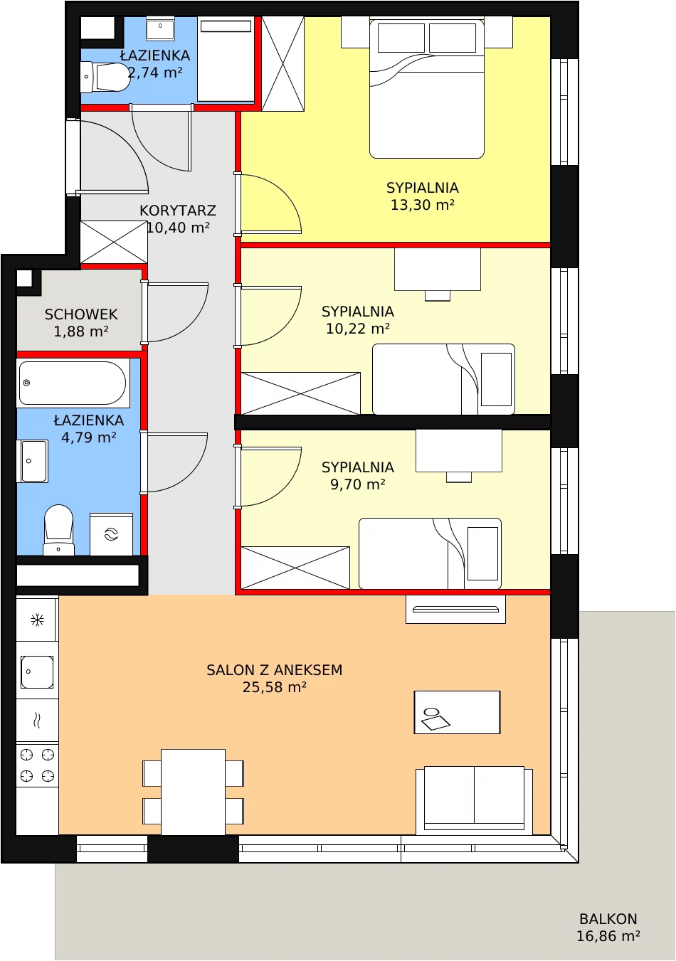 4 pokoje, mieszkanie 78,31 m², piętro 1, oferta nr 4A-1-1, Naramowice Odnova, Poznań, Naramowice, ul. Bielicowa