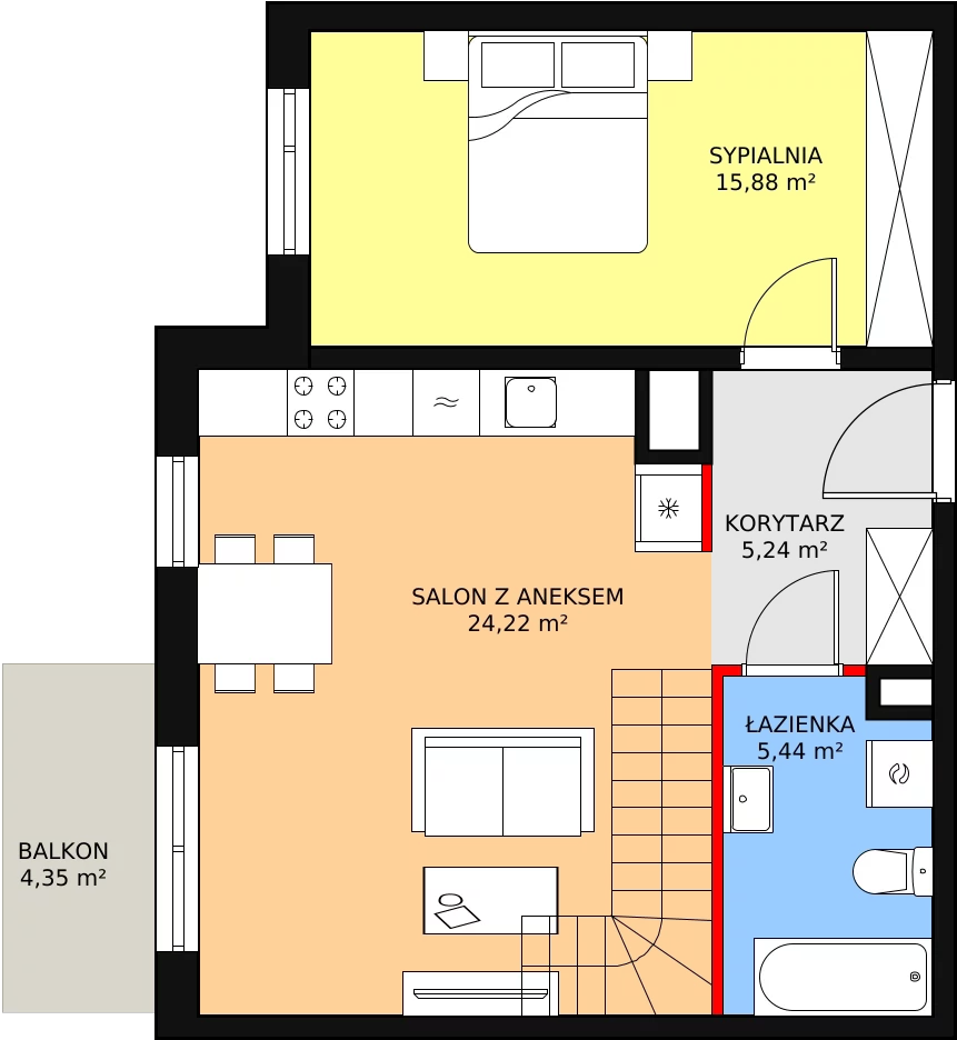 Mieszkanie 63,51 m², piętro 4, oferta nr 4A-4-3, Naramowice Odnova, Poznań, Naramowice, ul. Bielicowa