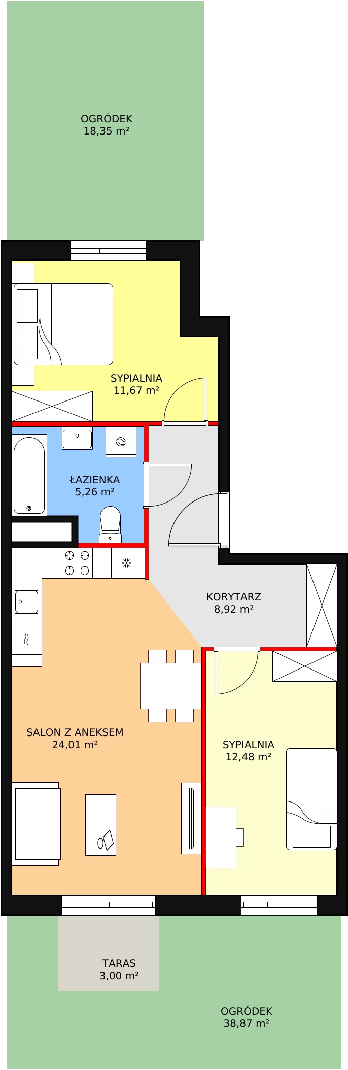 3 pokoje, mieszkanie 62,34 m², parter, oferta nr 4B-0-3, Naramowice Odnova, Poznań, Naramowice, ul. Bielicowa