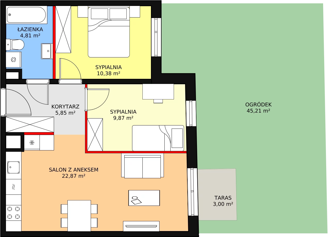 3 pokoje, mieszkanie 53,81 m², parter, oferta nr 4C-0-4, Naramowice Odnova, Poznań, Naramowice, ul. Bielicowa