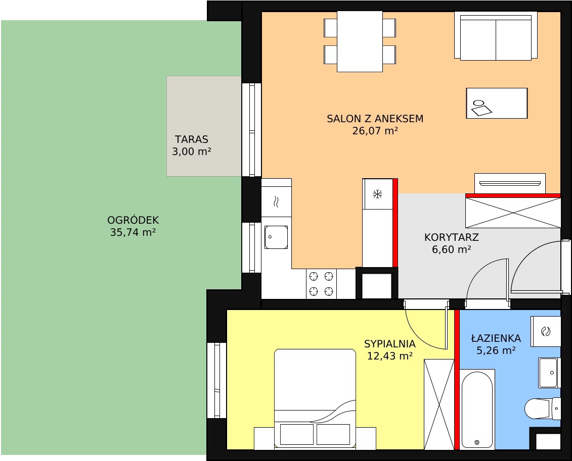 Mieszkanie 50,36 m², parter, oferta nr 4C-0-7, Naramowice Odnova, Poznań, Naramowice, ul. Bielicowa