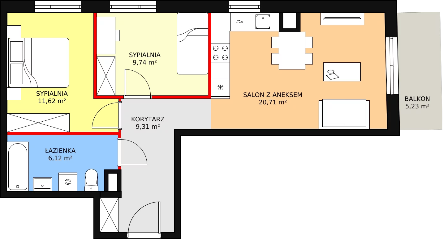 Mieszkanie 57,50 m², piętro 1, oferta nr 4C-1-2, Naramowice Odnova, Poznań, Naramowice, ul. Bielicowa