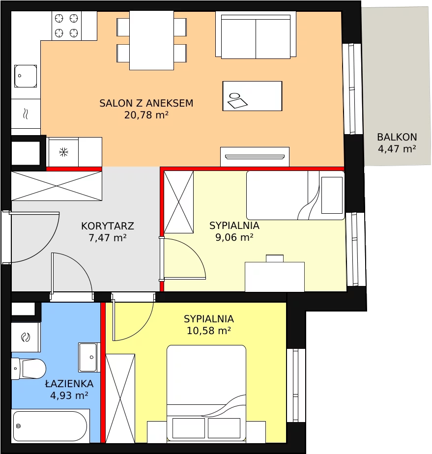 Mieszkanie 52,82 m², piętro 1, oferta nr 4C-1-5, Naramowice Odnova, Poznań, Naramowice, ul. Bielicowa