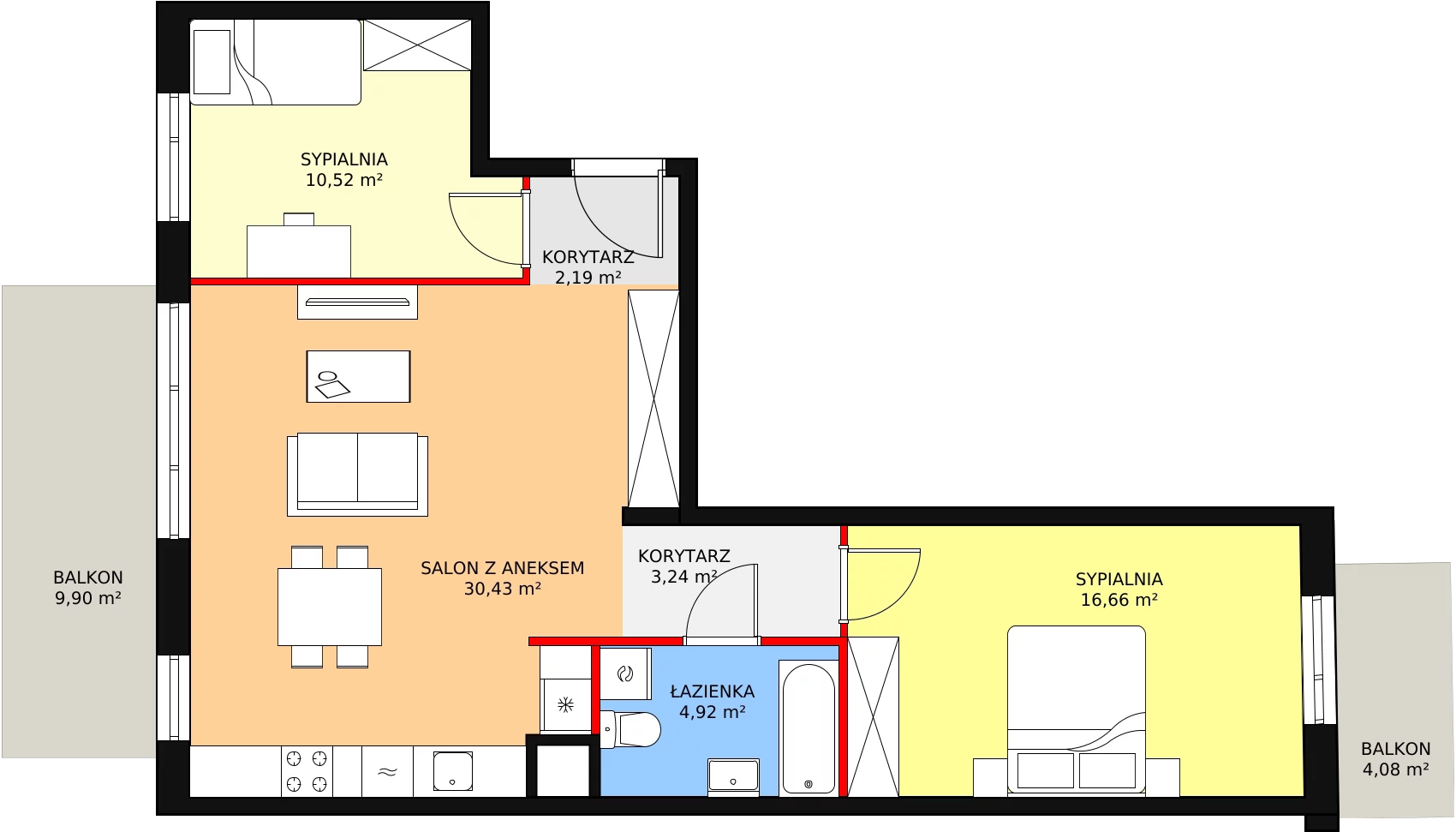 Mieszkanie 67,96 m², piętro 1, oferta nr 4C-1-7, Naramowice Odnova, Poznań, Naramowice, ul. Bielicowa