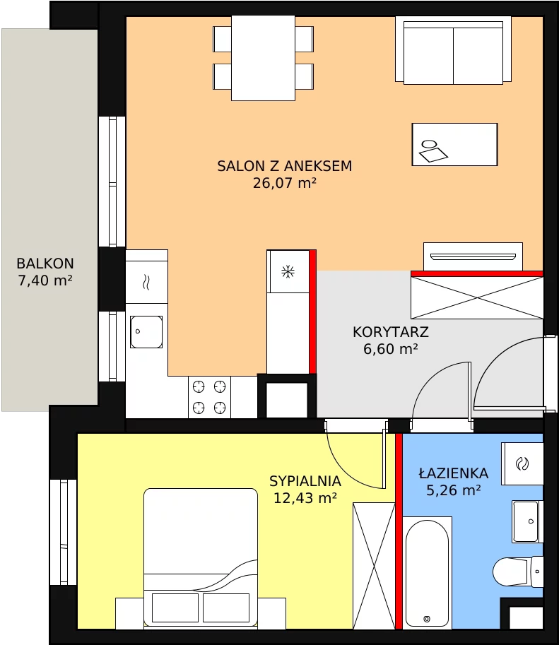 Mieszkanie 50,36 m², piętro 1, oferta nr 4C-1-9, Naramowice Odnova, Poznań, Naramowice, ul. Bielicowa