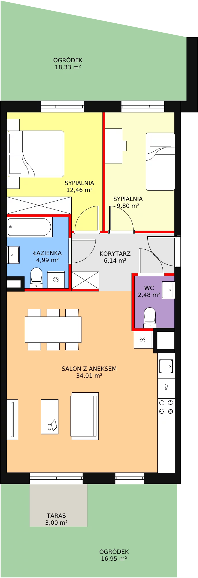 Mieszkanie 69,92 m², parter, oferta nr 4D-0-3, Naramowice Odnova, Poznań, Naramowice, ul. Bielicowa