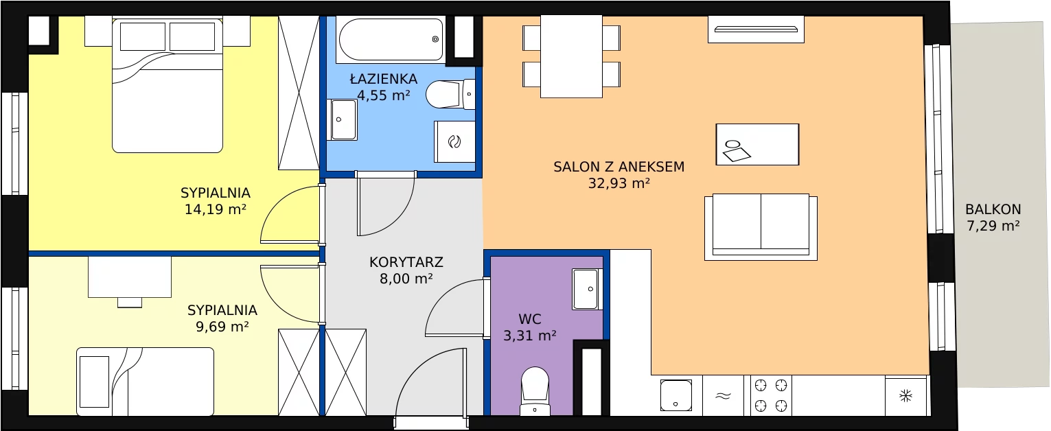 Zalety mieszkania 72.69 m², 4D-4-1