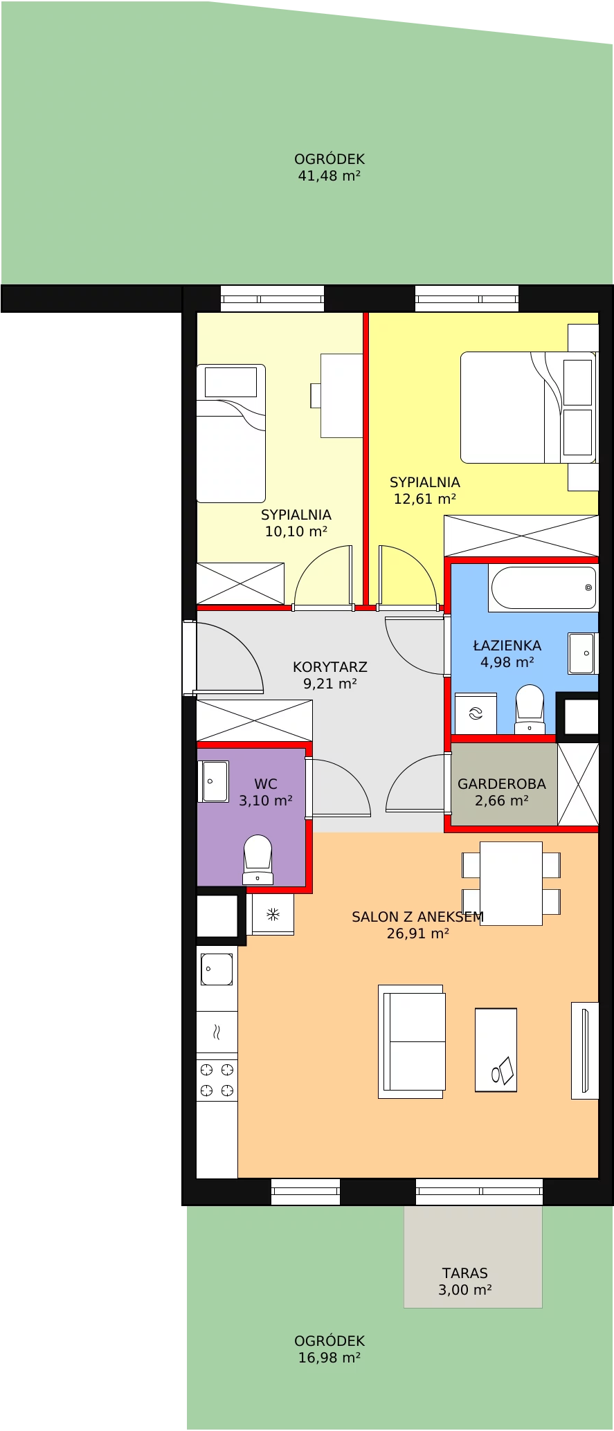 Mieszkanie 69,57 m², parter, oferta nr 4E-0-1, Naramowice Odnova, Poznań, Naramowice, ul. Bielicowa