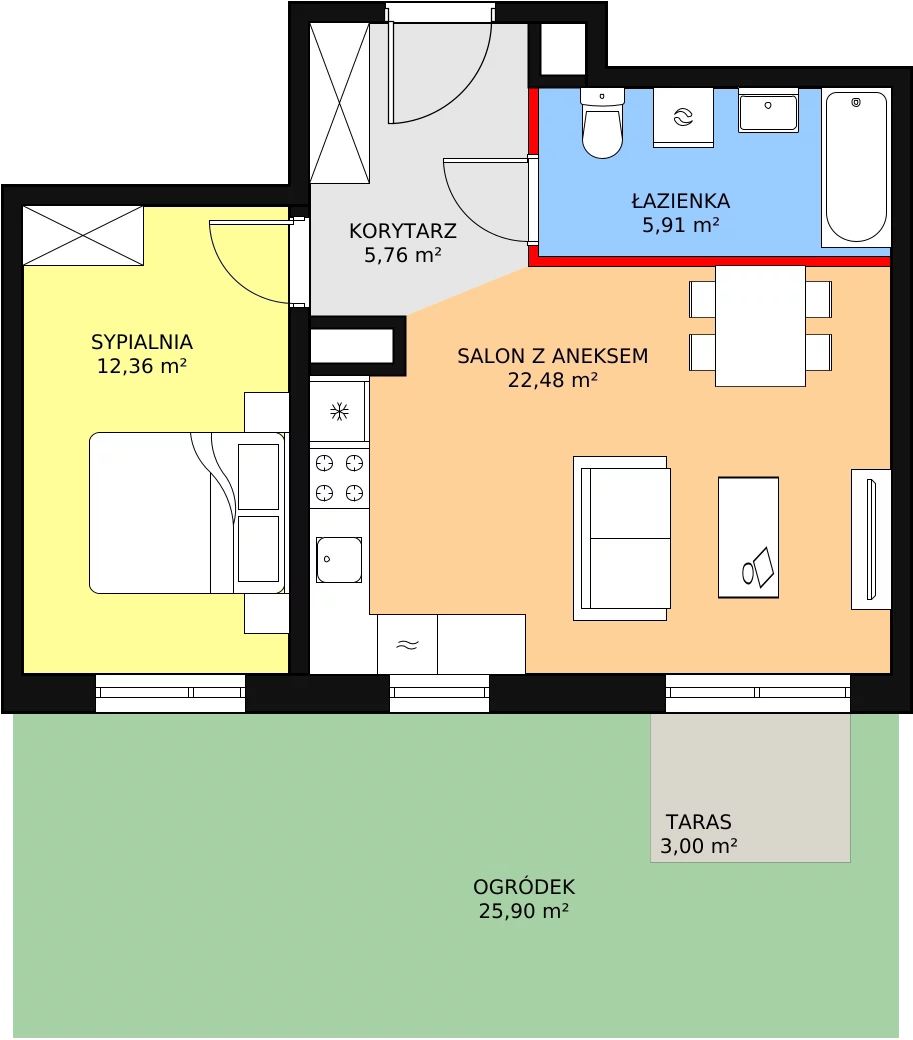 Mieszkanie 46,51 m², parter, oferta nr 4E-0-2, Naramowice Odnova, Poznań, Naramowice, ul. Bielicowa