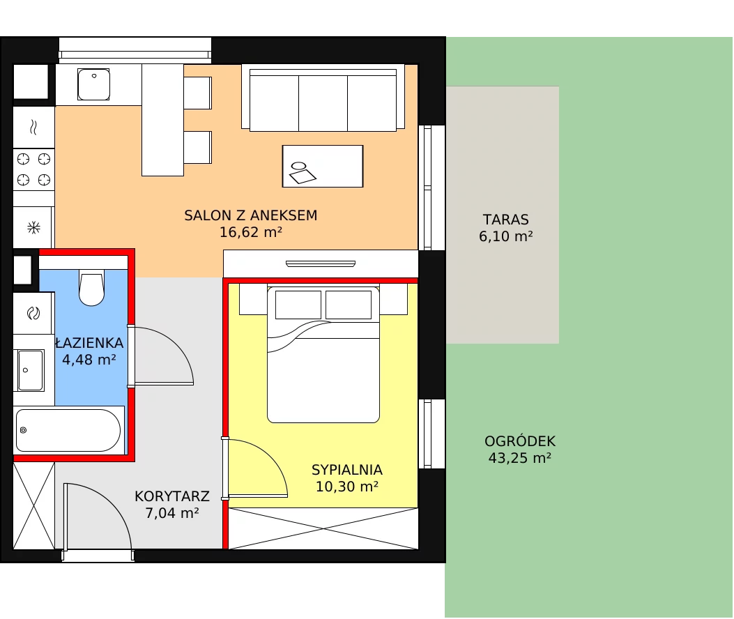 Mieszkanie 38,44 m², parter, oferta nr 5A-0-2, Naramowice Odnova II, Poznań, Naramowice, ul. Bielicowa