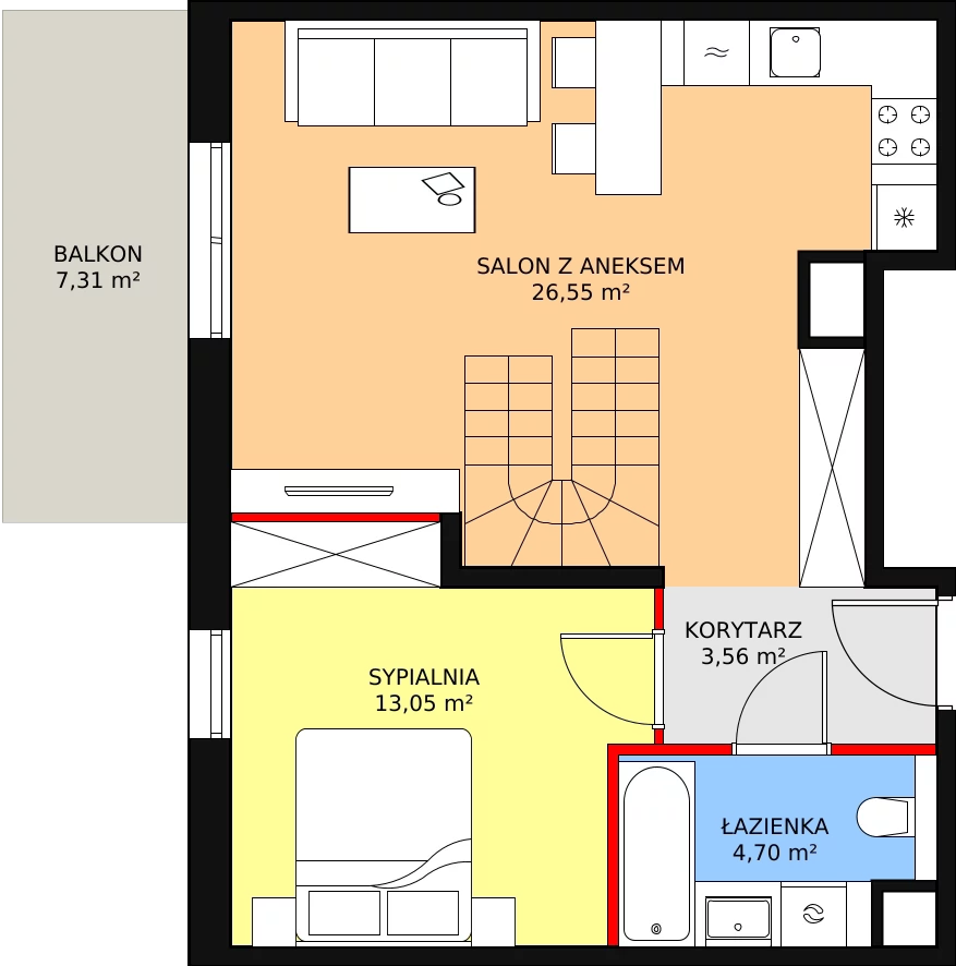 2 pokoje, mieszkanie 63,54 m², piętro 4, oferta nr 5A-4-2, Naramowice Odnova II, Poznań, Naramowice, ul. Bielicowa