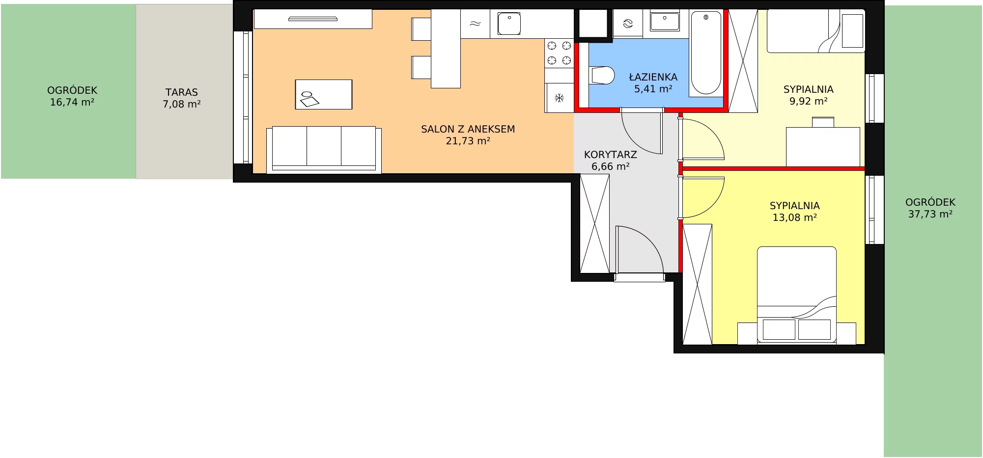 Mieszkanie 56,80 m², parter, oferta nr 5B-0-3, Naramowice Odnova II, Poznań, Naramowice, ul. Bielicowa