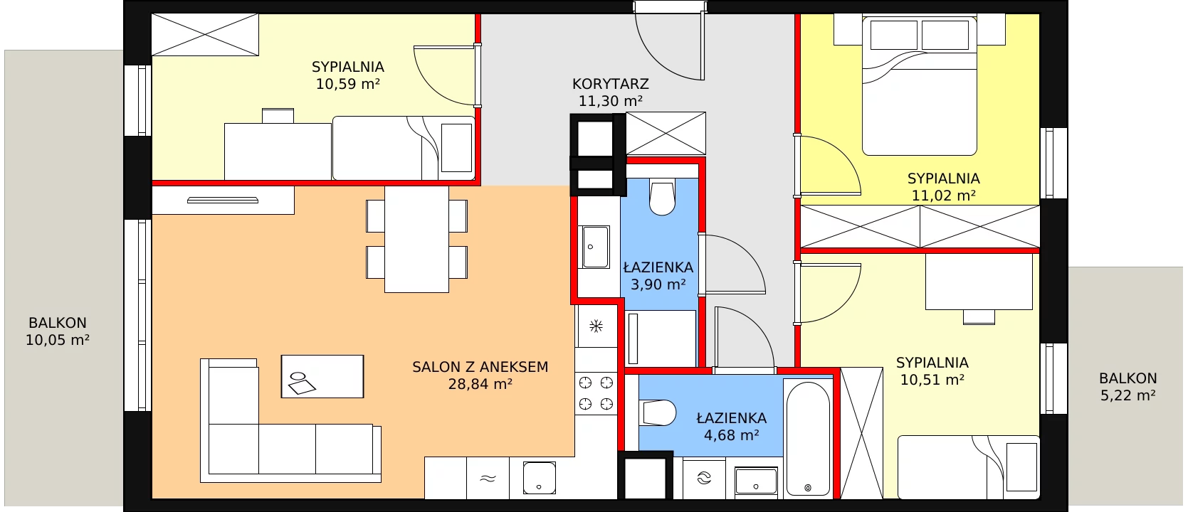 2 pokoje, mieszkanie 80,84 m², piętro 4, oferta nr 5B-4-1, Naramowice Odnova II, Poznań, Naramowice, ul. Bielicowa