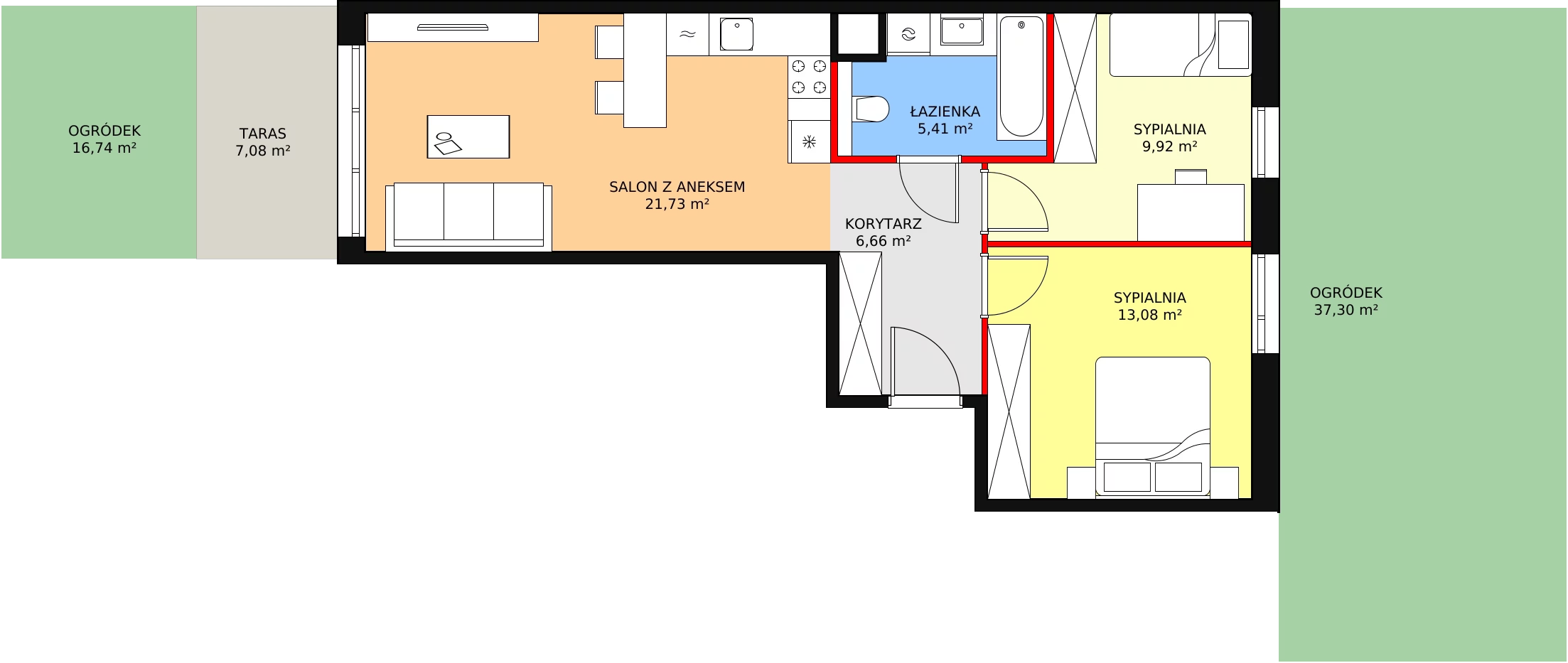 Mieszkanie 56,80 m², parter, oferta nr 5C-0-4, Naramowice Odnova II, Poznań, Naramowice, ul. Bielicowa