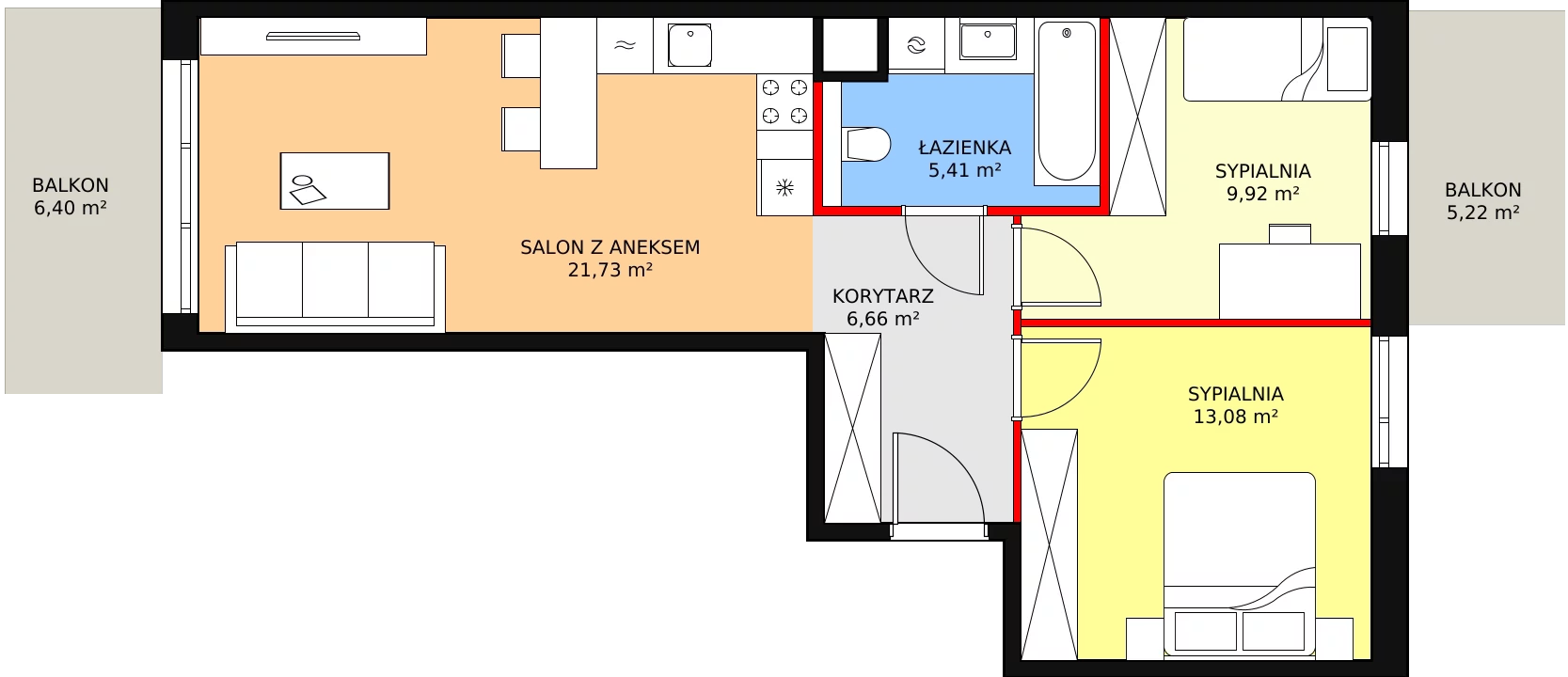 Mieszkanie 56,80 m², piętro 1, oferta nr 5C-1-4, Naramowice Odnova II, Poznań, Naramowice, ul. Bielicowa