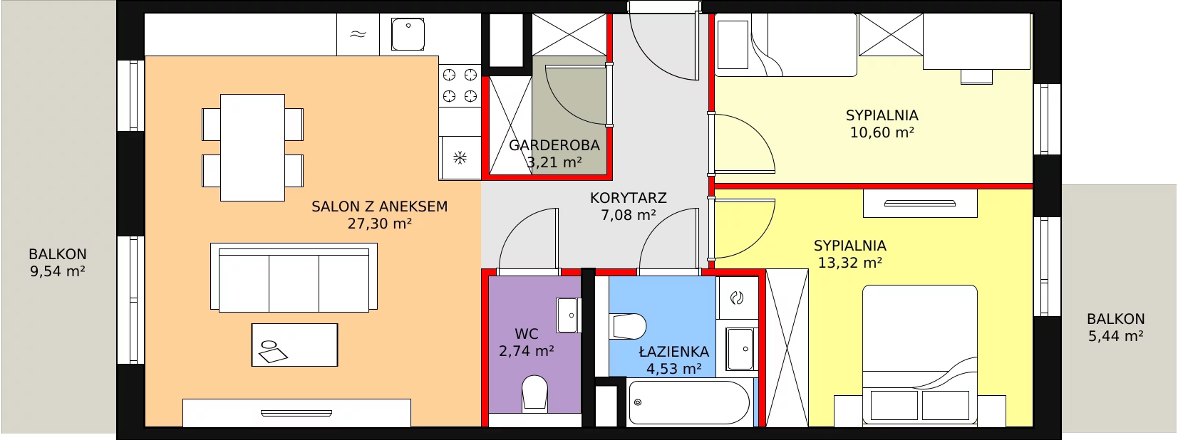 3 pokoje, mieszkanie 69,05 m², piętro 1, oferta nr 6A-1-1, Naramowice Odnova II, Poznań, Naramowice, ul. Bielicowa