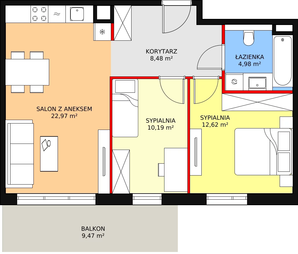 Mieszkanie 59,24 m², piętro 3, oferta nr 6A-3-2, Naramowice Odnova II, Poznań, Naramowice, ul. Bielicowa