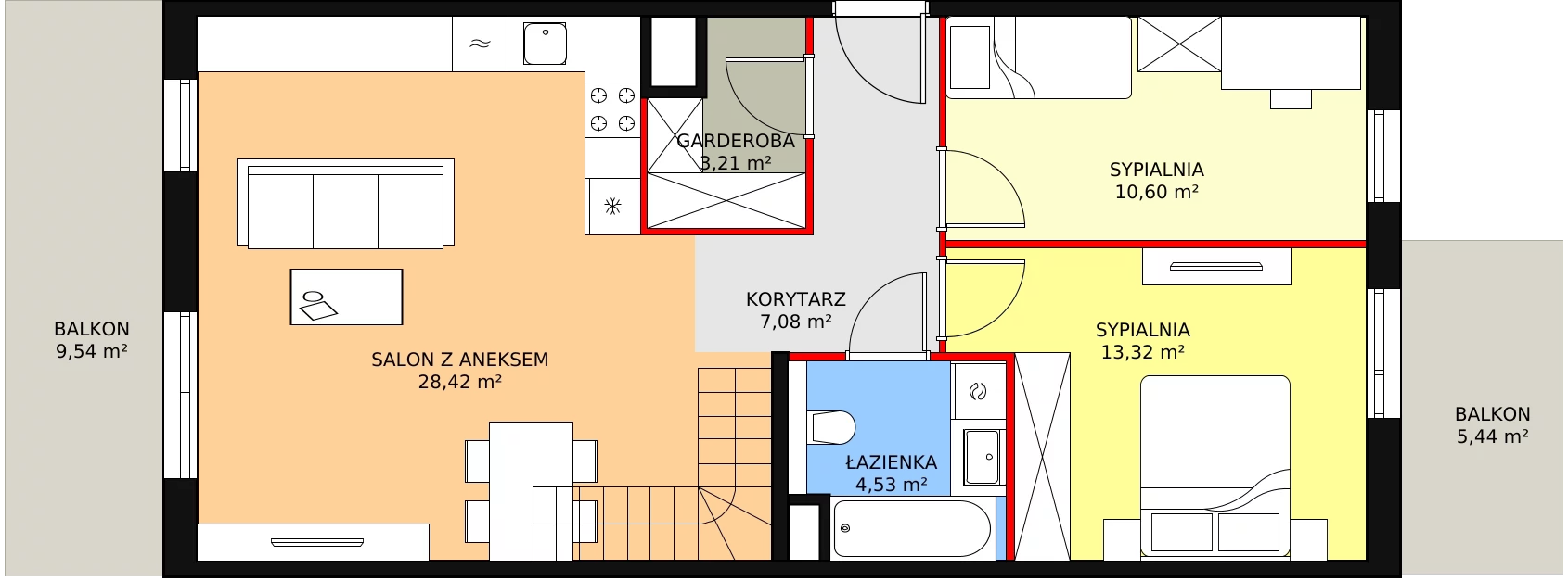 3 pokoje, mieszkanie 82,40 m², piętro 4, oferta nr 6A-4-1, Naramowice Odnova II, Poznań, Naramowice, ul. Bielicowa