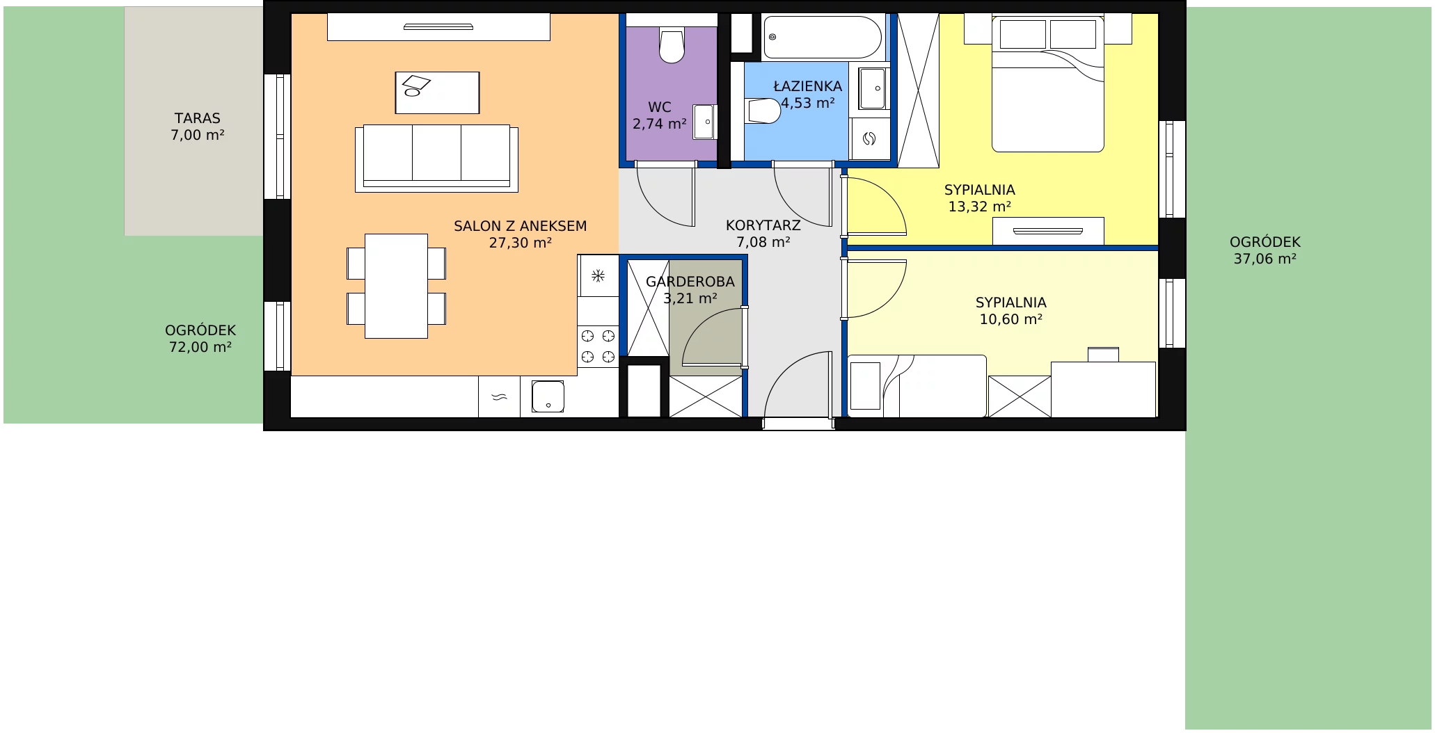 3 pokoje, mieszkanie 69,05 m², parter, oferta nr 6B-0-3, Naramowice Odnova II, Poznań, Naramowice, ul. Bielicowa