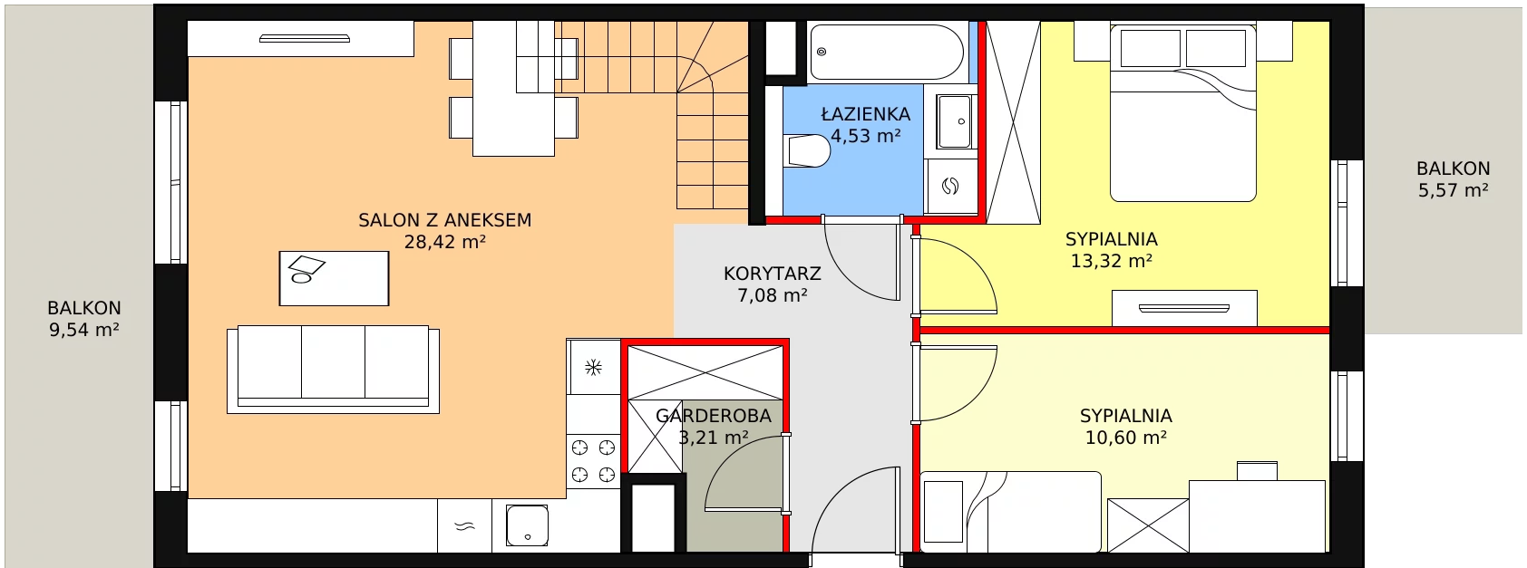 3 pokoje, mieszkanie 82,40 m², piętro 4, oferta nr 6B-4-3, Naramowice Odnova II, Poznań, Naramowice, ul. Bielicowa