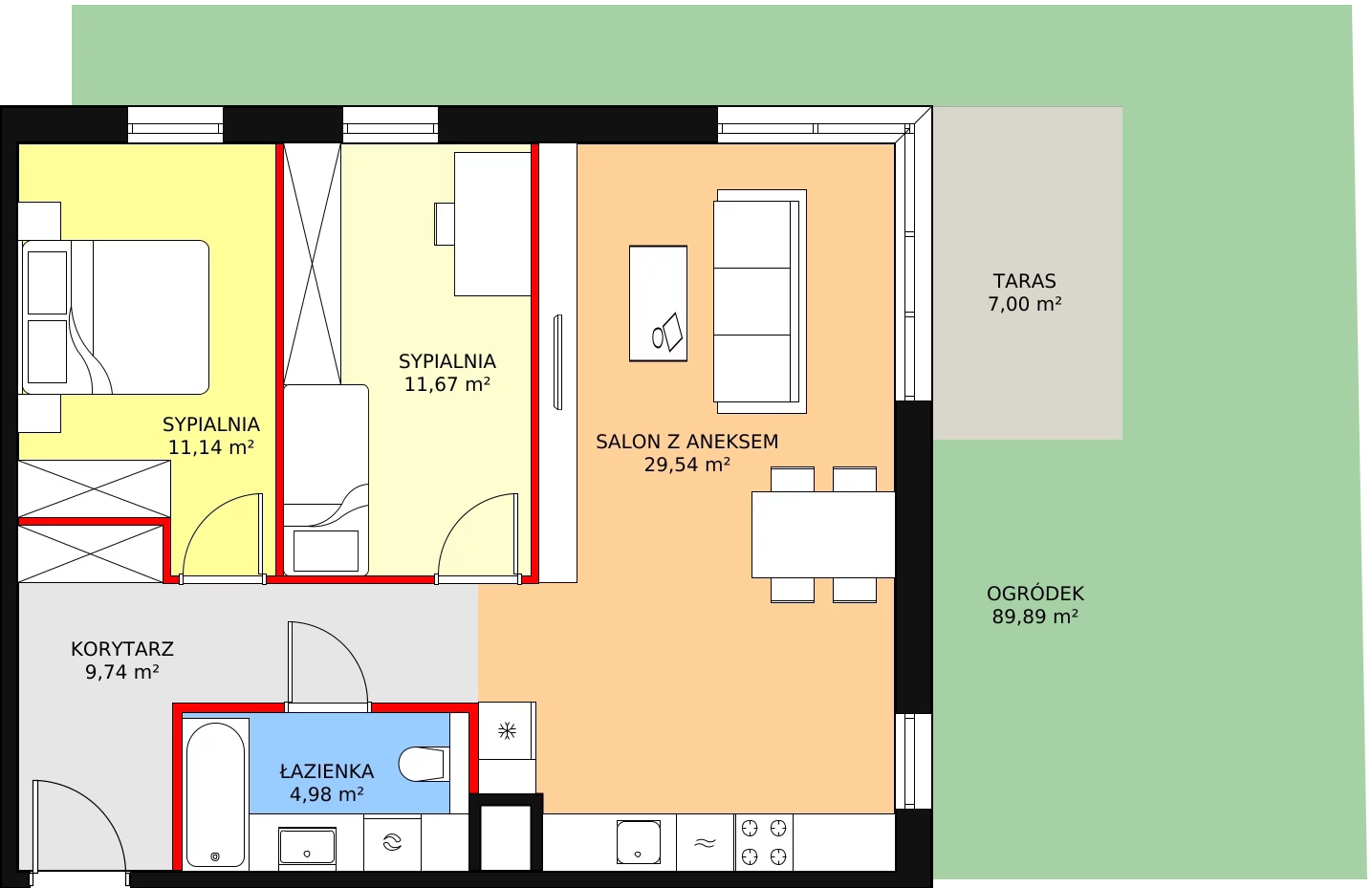 3 pokoje, mieszkanie 67,07 m², parter, oferta nr 6C-0-2, Naramowice Odnova II, Poznań, Naramowice, ul. Bielicowa