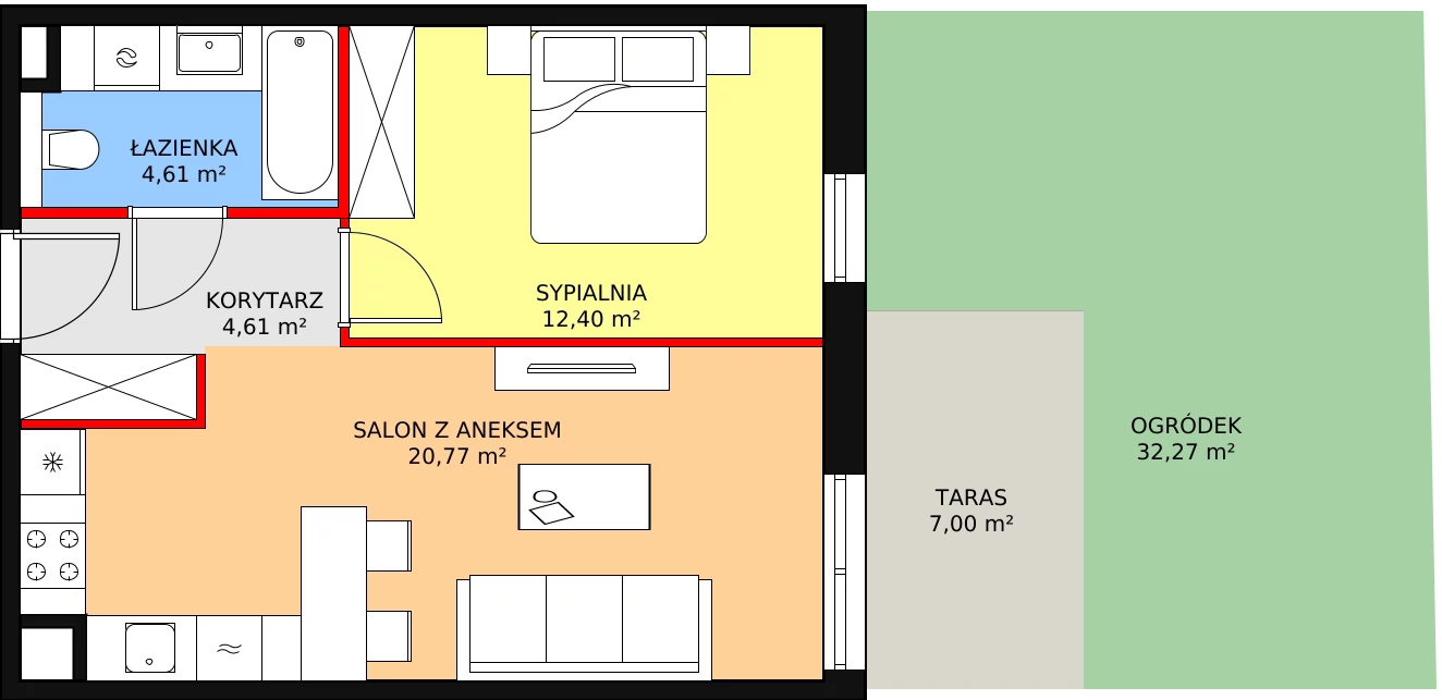 Mieszkanie 42,39 m², parter, oferta nr 6C-0-3, Naramowice Odnova II, Poznań, Naramowice, ul. Bielicowa