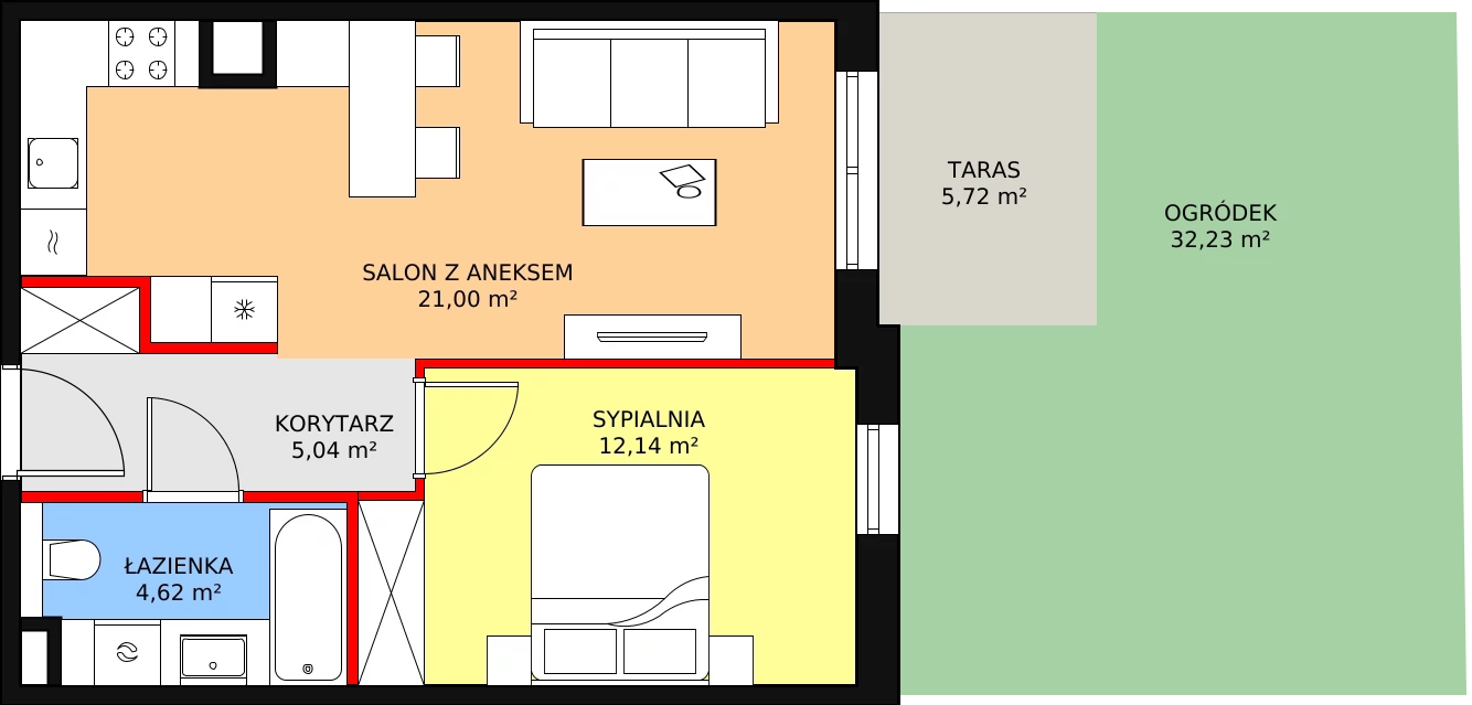 Mieszkanie 42,77 m², parter, oferta nr 6C-0-4, Naramowice Odnova II, Poznań, Naramowice, ul. Bielicowa