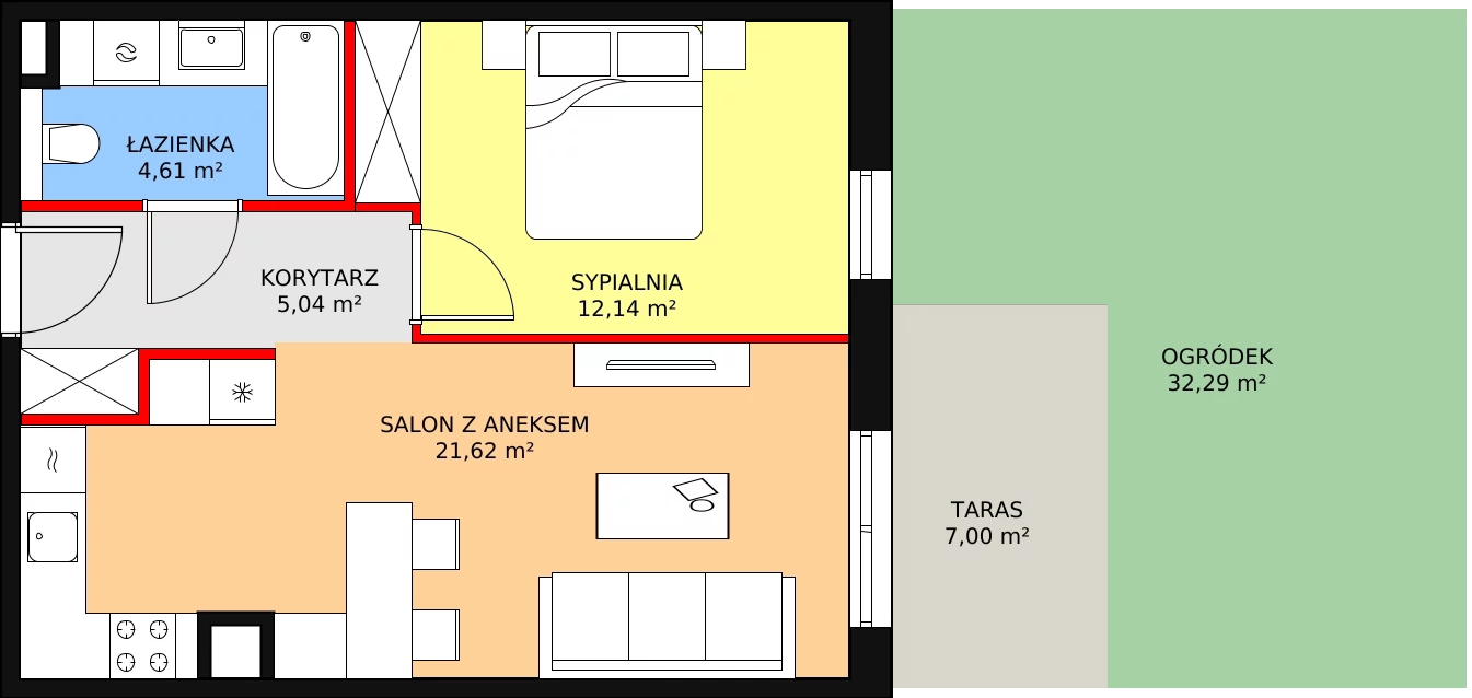 Mieszkanie 43,38 m², parter, oferta nr 6C-0-5, Naramowice Odnova II, Poznań, Naramowice, ul. Bielicowa