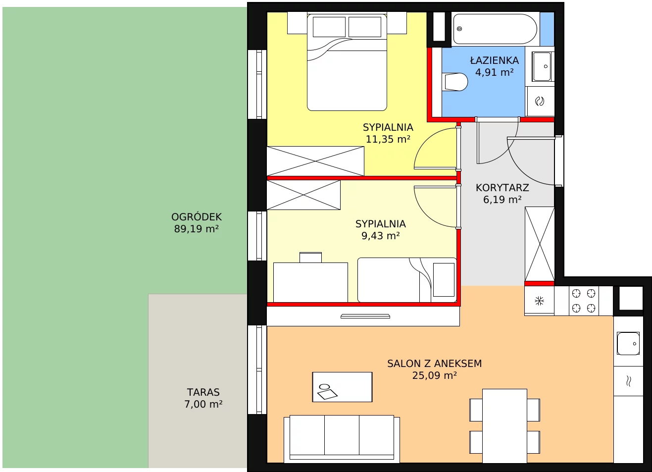 Mieszkanie 56,97 m², parter, oferta nr 6C-0-7, Naramowice Odnova II, Poznań, Naramowice, ul. Bielicowa