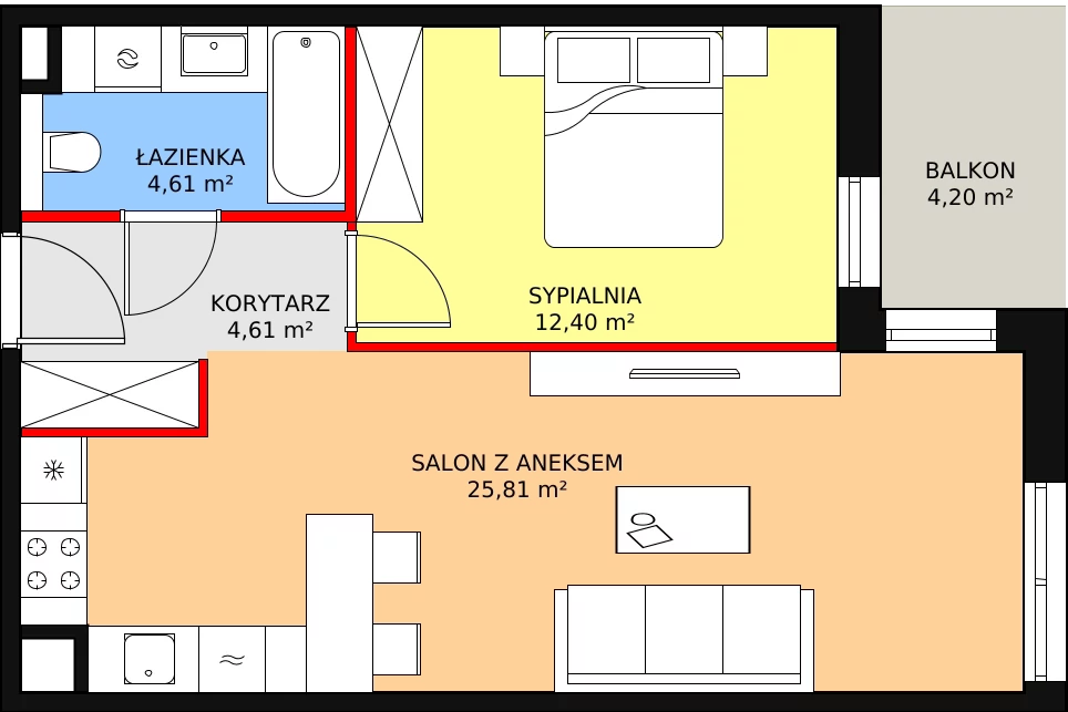 Mieszkanie 47,43 m², piętro 3, oferta nr 6C-3-3, Naramowice Odnova II, Poznań, Naramowice, ul. Bielicowa