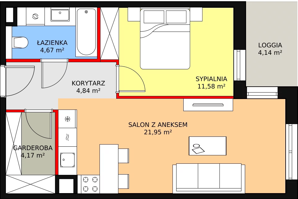 Mieszkanie 47,21 m², piętro 3, oferta nr 6C-3-5, Naramowice Odnova II, Poznań, Naramowice, ul. Bielicowa