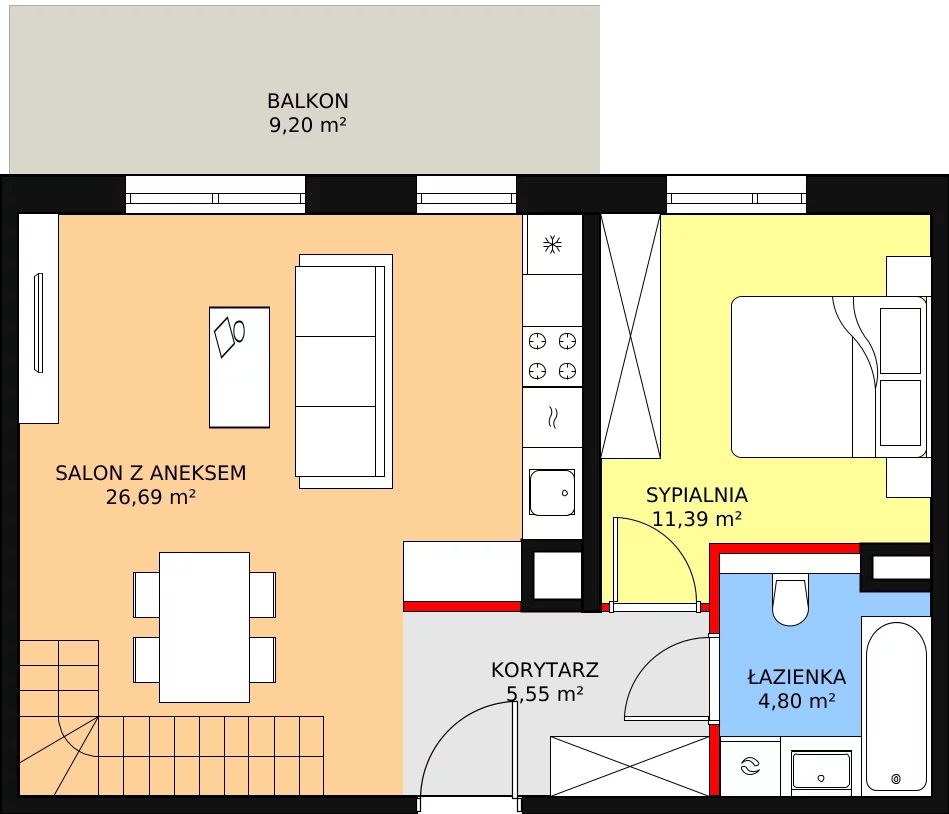 2 pokoje, mieszkanie 61,78 m², piętro 4, oferta nr 6C-4-8, Naramowice Odnova II, Poznań, Naramowice, ul. Bielicowa