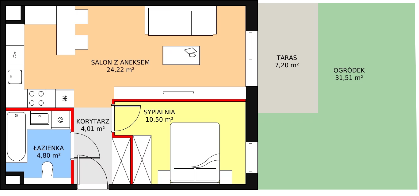 Mieszkanie 43,53 m², parter, oferta nr 6D-0-1, Naramowice Odnova II, Poznań, Naramowice, ul. Bielicowa