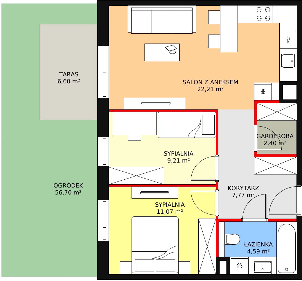 Mieszkanie 57,25 m², parter, oferta nr 6E-0-4, Naramowice Odnova II, Poznań, Naramowice, ul. Bielicowa