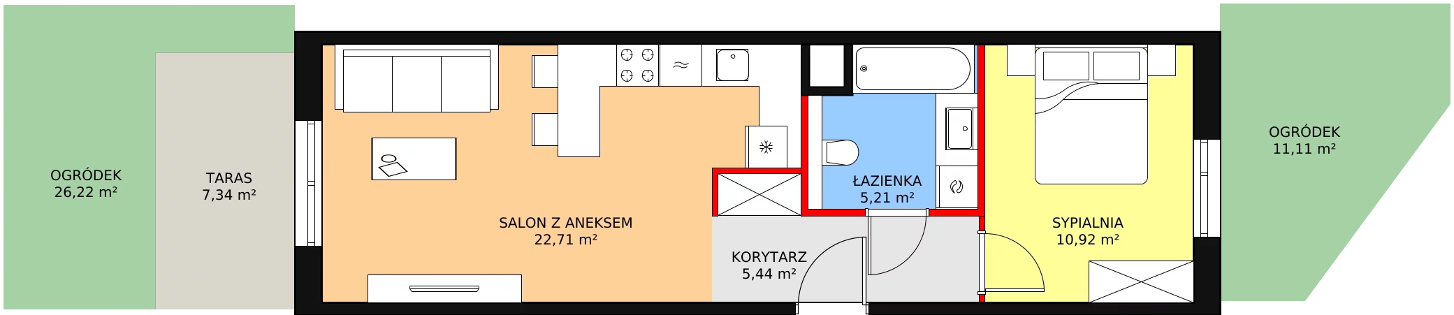 Mieszkanie 44,28 m², parter, oferta nr 6E-0-5, Naramowice Odnova II, Poznań, Naramowice, ul. Bielicowa