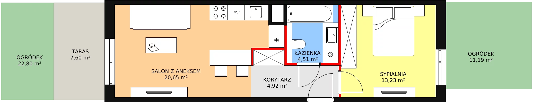 Mieszkanie 43,31 m², parter, oferta nr 6F-0-3, Naramowice Odnova II, Poznań, Naramowice, ul. Bielicowa