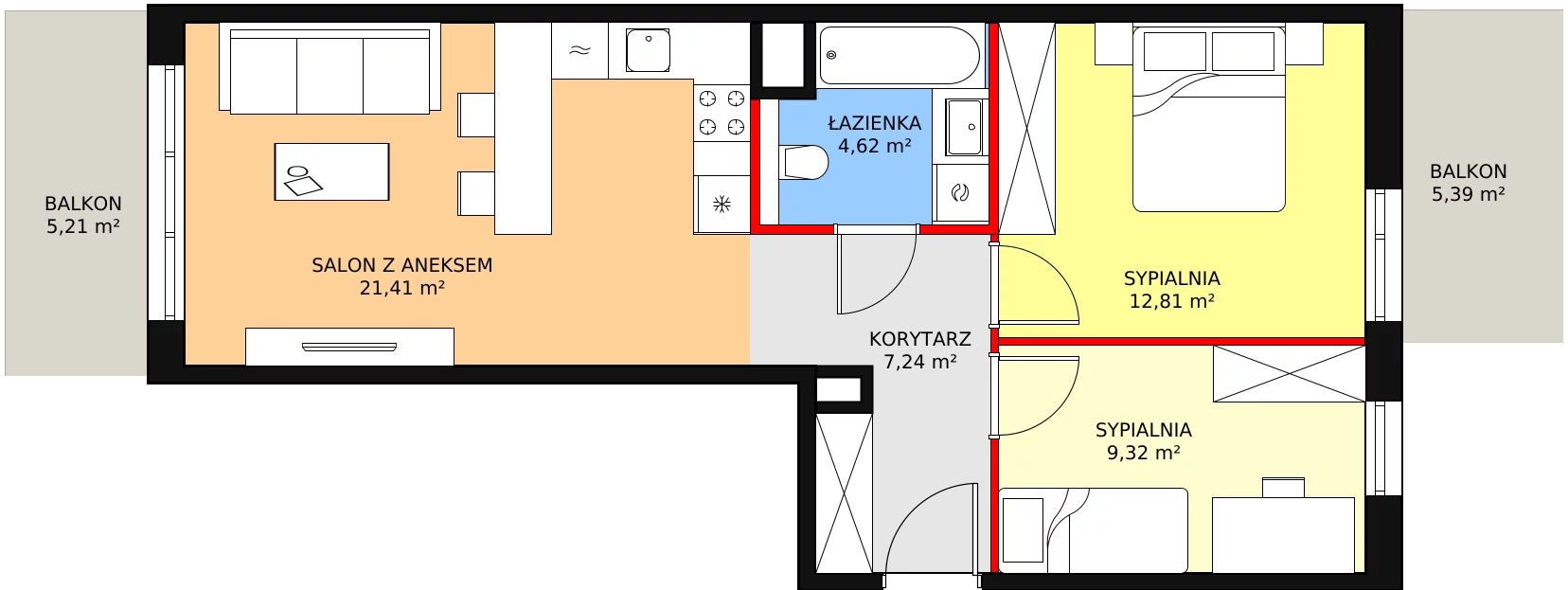 3 pokoje, mieszkanie 55,40 m², piętro 3, oferta nr 6F-3-3, Naramowice Odnova II, Poznań, Naramowice, ul. Bielicowa