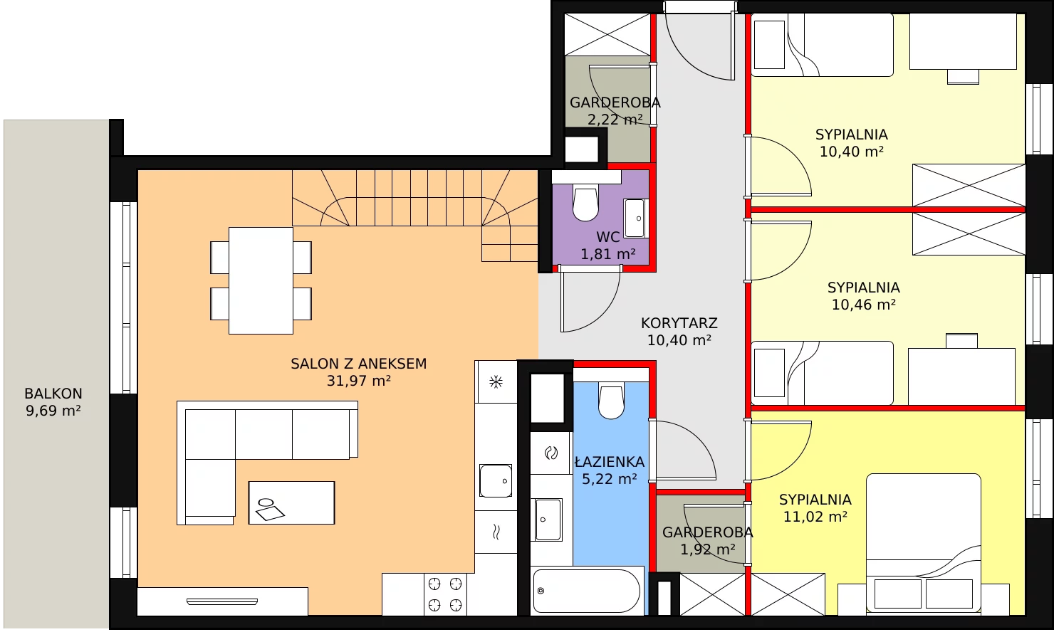 4 pokoje, mieszkanie 103,12 m², piętro 4, oferta nr 6F-4-1, Naramowice Odnova II, Poznań, Naramowice, ul. Bielicowa