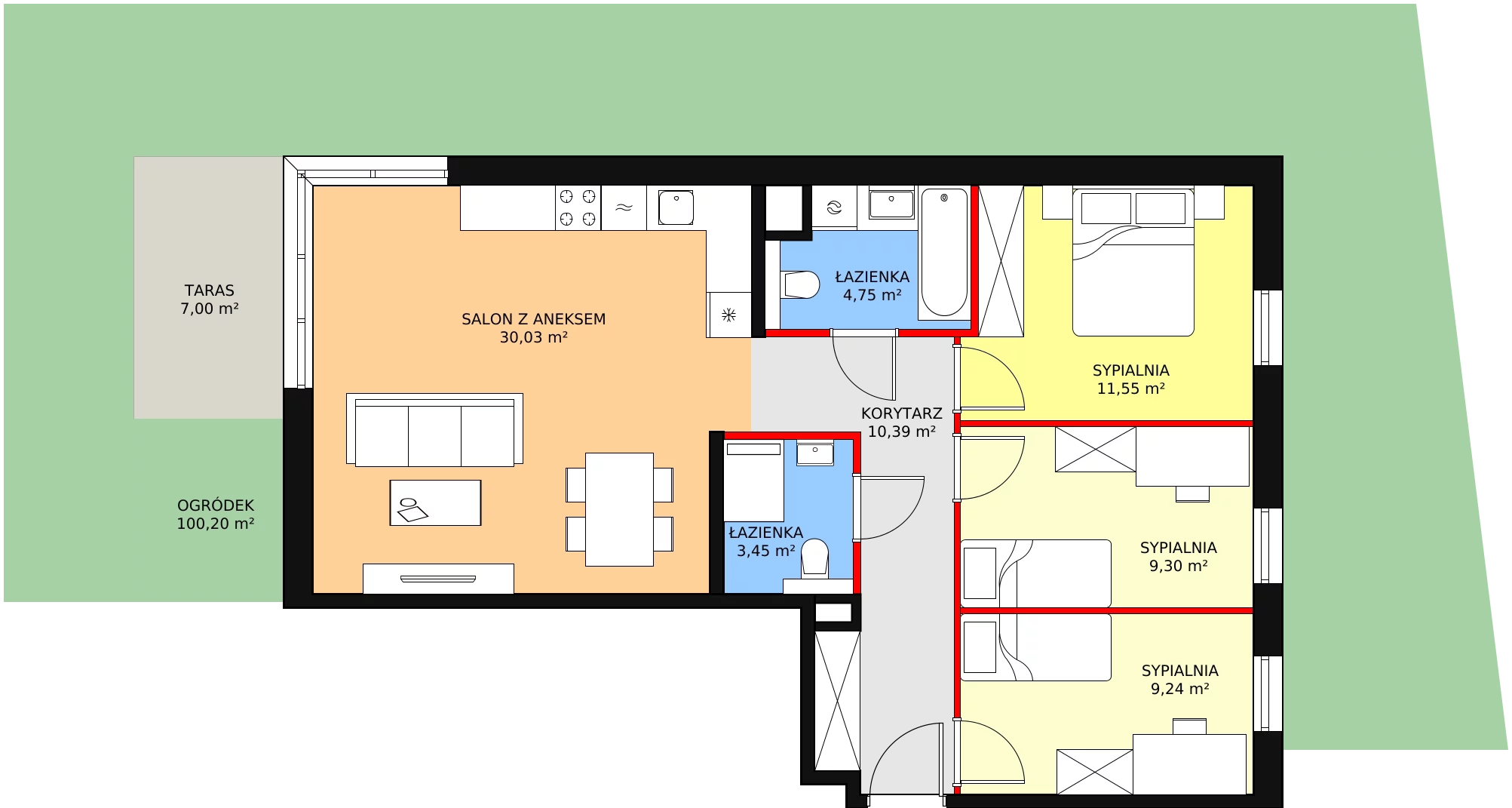 4 pokoje, mieszkanie 79,23 m², parter, oferta nr 6G-0-3, Naramowice Odnova II, Poznań, Naramowice, ul. Bielicowa