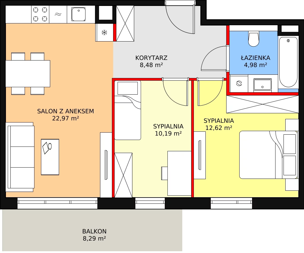 Mieszkanie 59,24 m², piętro 2, oferta nr 6G-2-2, Naramowice Odnova II, Poznań, Naramowice, ul. Bielicowa